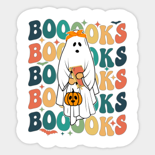 Halloween Booooks Ghost Funny Halloween Books Read Teacher T-Shirt Sticker